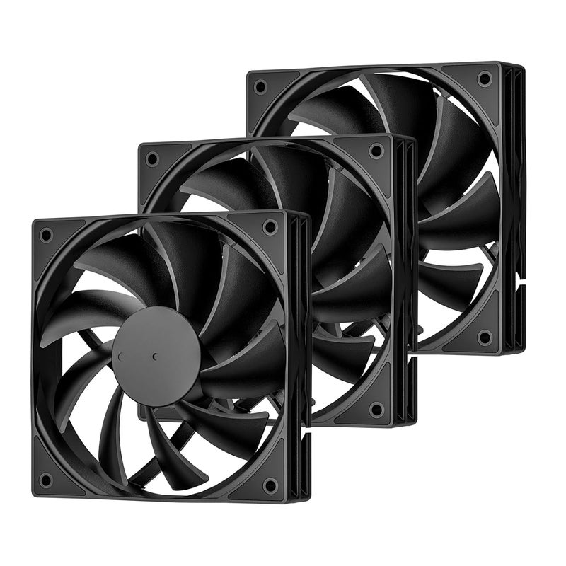 DARKROCK 3-Pack 120mm Black Computer Case Fans High Performance Cooling Low Noise 3-Pin 1200 RPM Hydraulic Bearing Quiet Long life Up to 30,000 hours 5 Years After-sales Service - Image 1